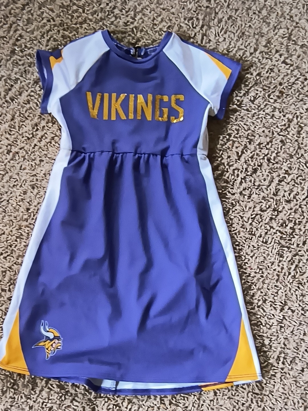 Ash Purple, White & Gold Vikings Short Sleeve Dress